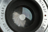 Nippon Kogaku Nikon Nikkor 50mm F/3.5 Lens for Leica L39 #36405C2