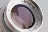 Leica Leitz Elmar 90mm F/4 Lens for Leica L39 #61202T