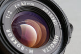Minolta M-Rokkor 40mm F/2 Lens for Leica M #53283E5
