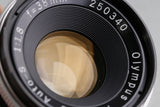 Olympus-Pen F 35mm Half Frame Camera + F. Zuiko Auto-S 38mm F/1.8 Lens #63577D3