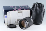 Contax Carl Zeiss Planar T* 100mm F/2 MMJ Lens for CY Mount With Box #42910L10