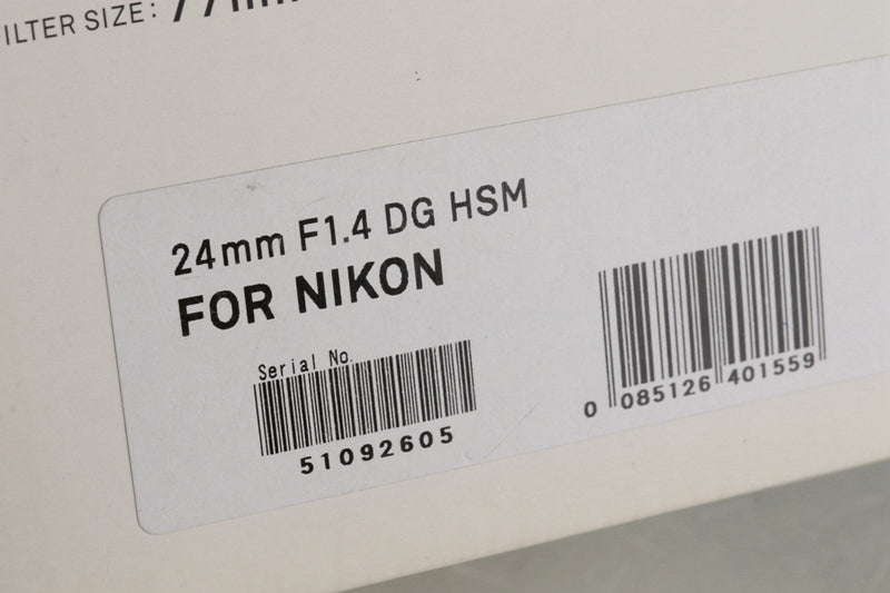 シグマ Sigma Art 24mm F/1.4 DG HSM Lens for Nikon Mount With Box